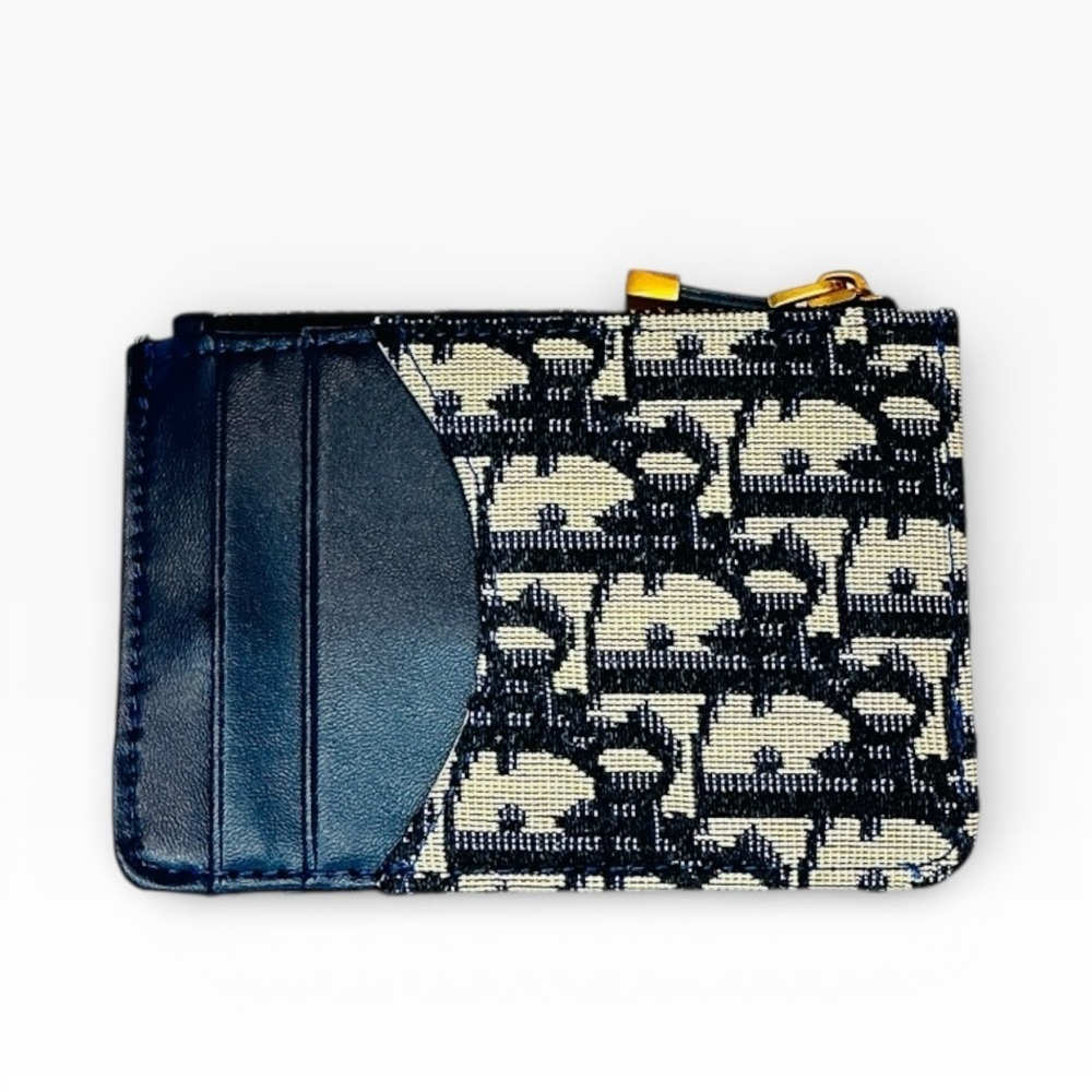 Dior 30 Montaigne Dahlia Card Holder Coin Pouch Blue Dior Oblique Jacquard - Picture 4 of 10